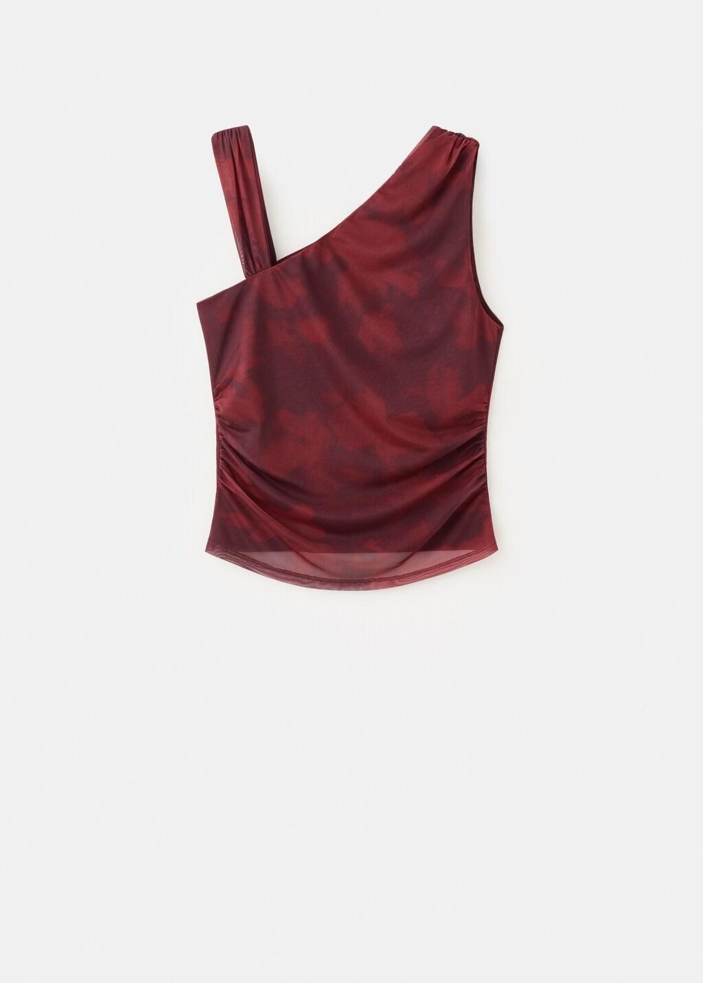 Red Asymmetric Printed Top, 0201_78, large image number 6