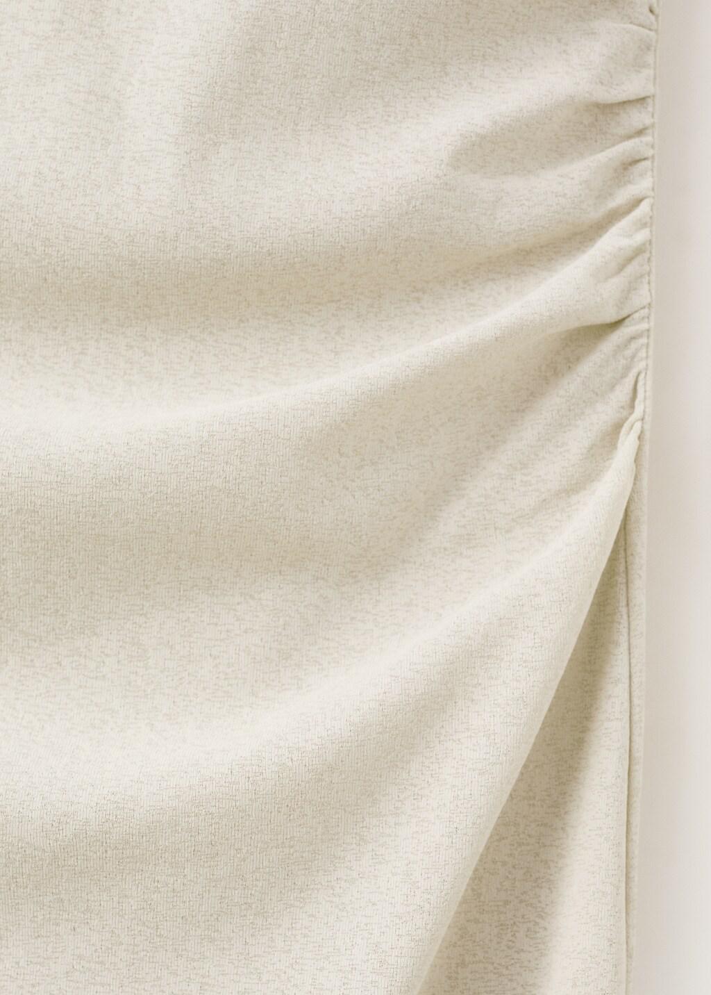 White Fitted Dress With A Draped Waist, Natural White, large image number 5
