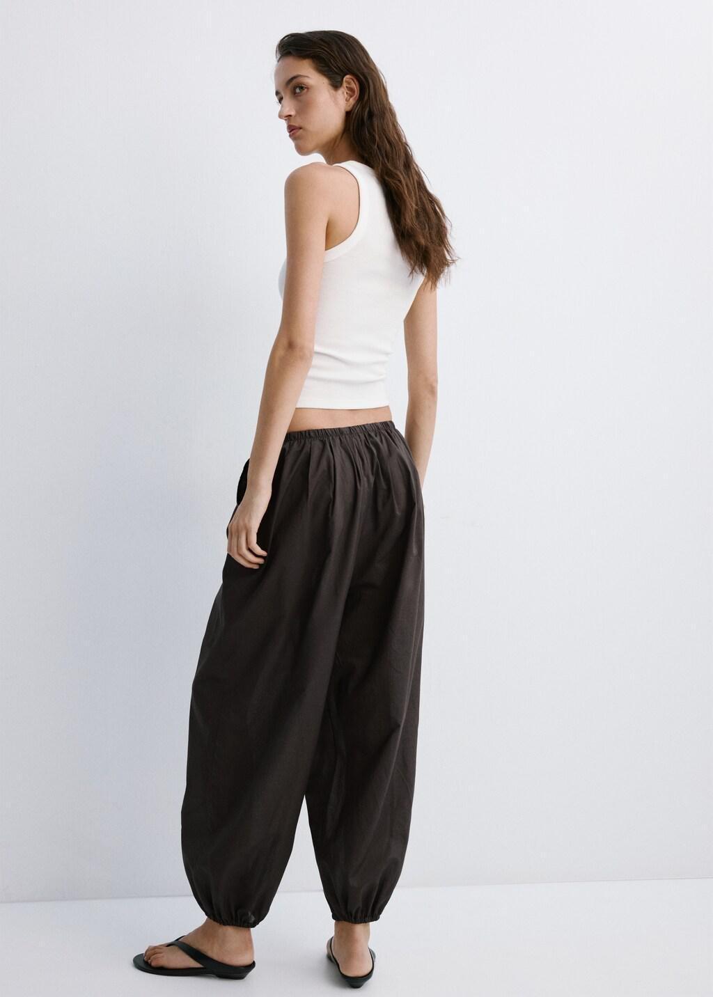 Brown Baggy Cotton Trousers, Dark Brown, large image number 2