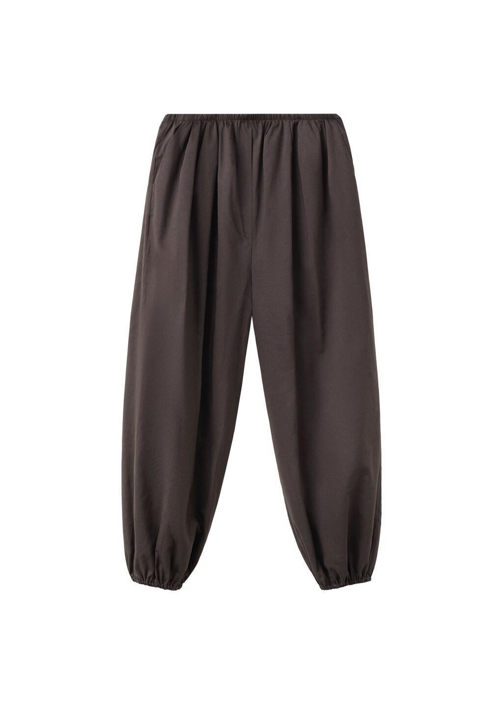 Brown Baggy Cotton Trousers, Dark Brown, large image number 6
