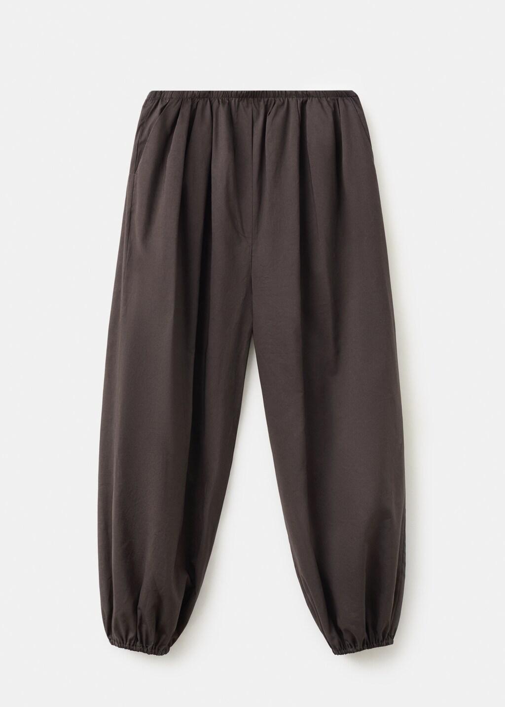 Brown Baggy Cotton Trousers, Dark Brown, large image number 7