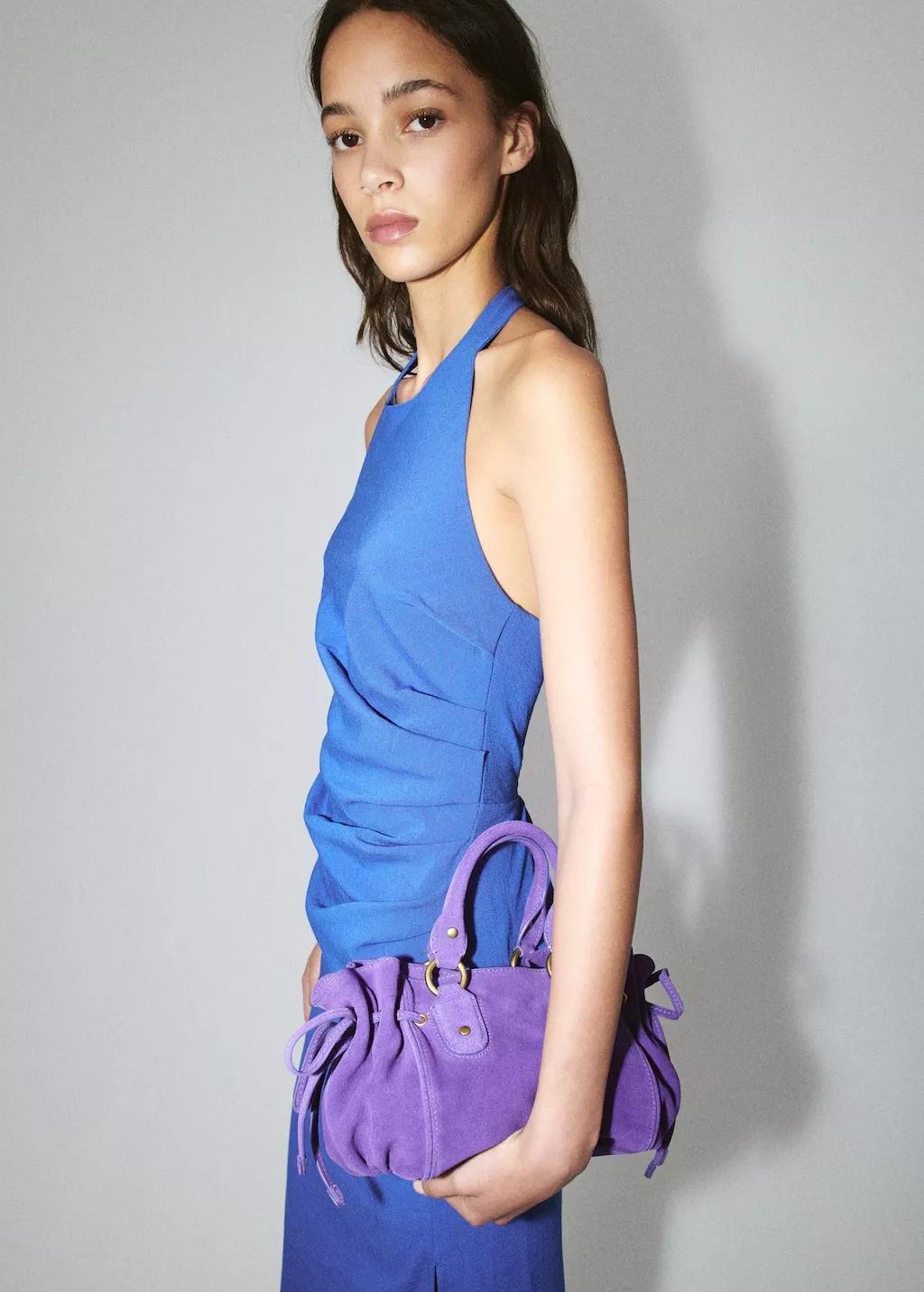 Blue Draped Halter Dress, 0201_52, large image number 3