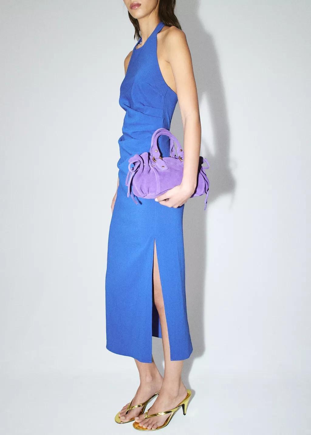 Blue Draped Halter Dress, 0201_52, large image number 4