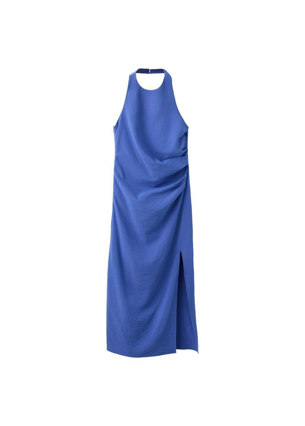 Blue Draped Halter Dress, 0201_52, large image number 6
