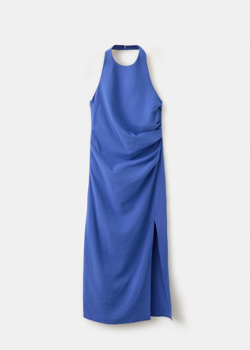 Blue Draped Halter Dress, 0201_52, large image number 7