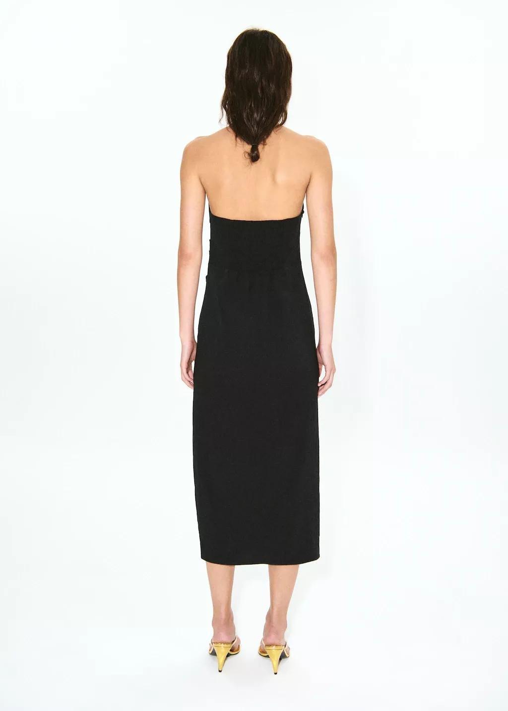 Black Draped Halter Dress, 0201_99, large image number 2