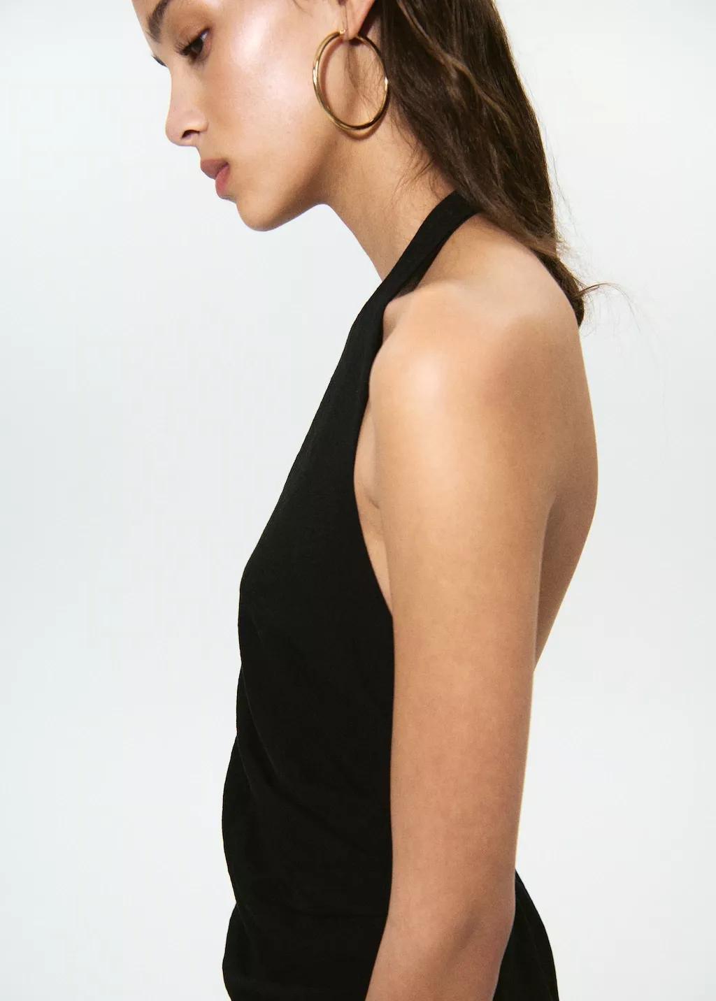 Black Draped Halter Dress, 0201_99, large image number 3