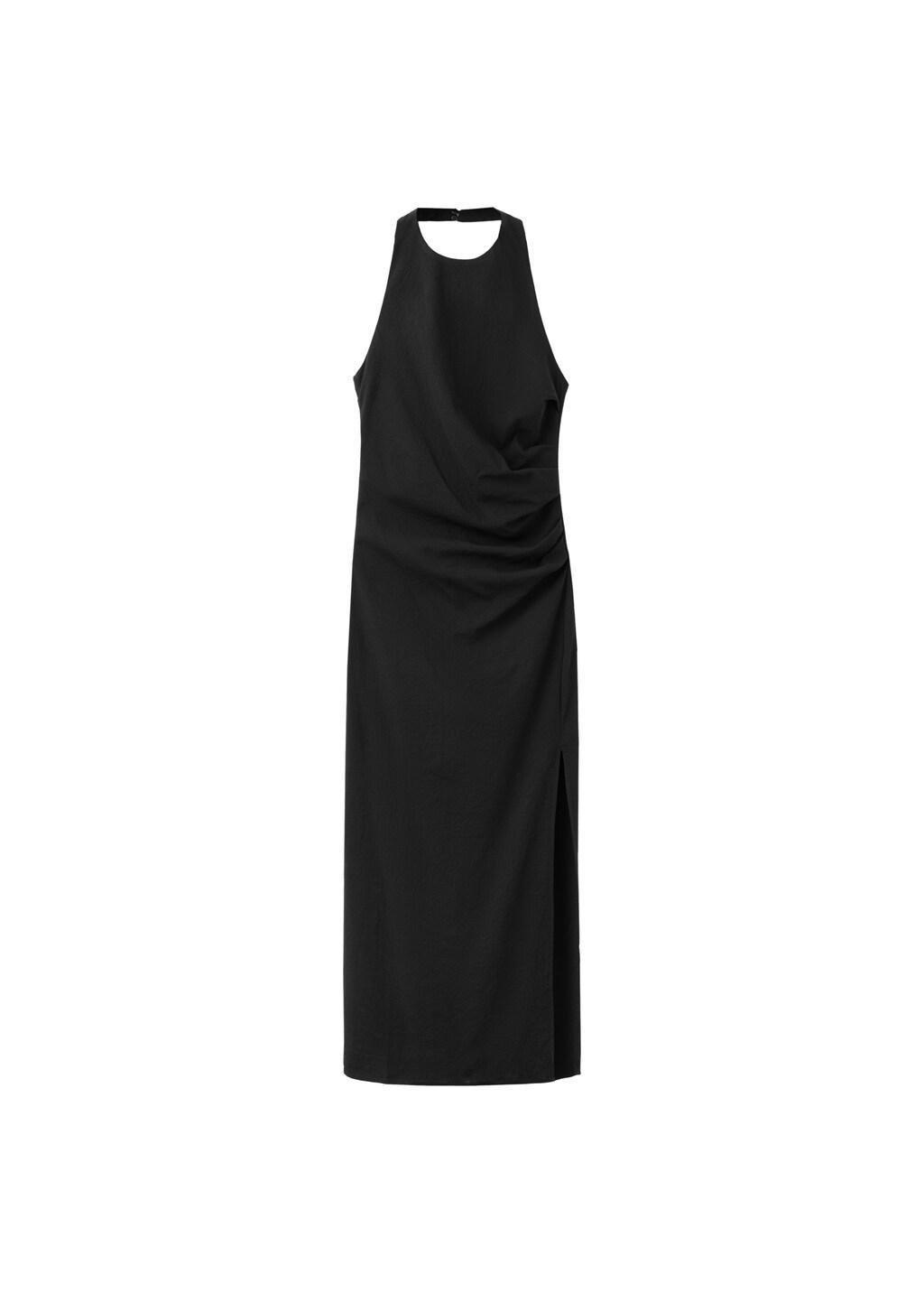 Black Draped Halter Dress, 0201_99, large image number 6