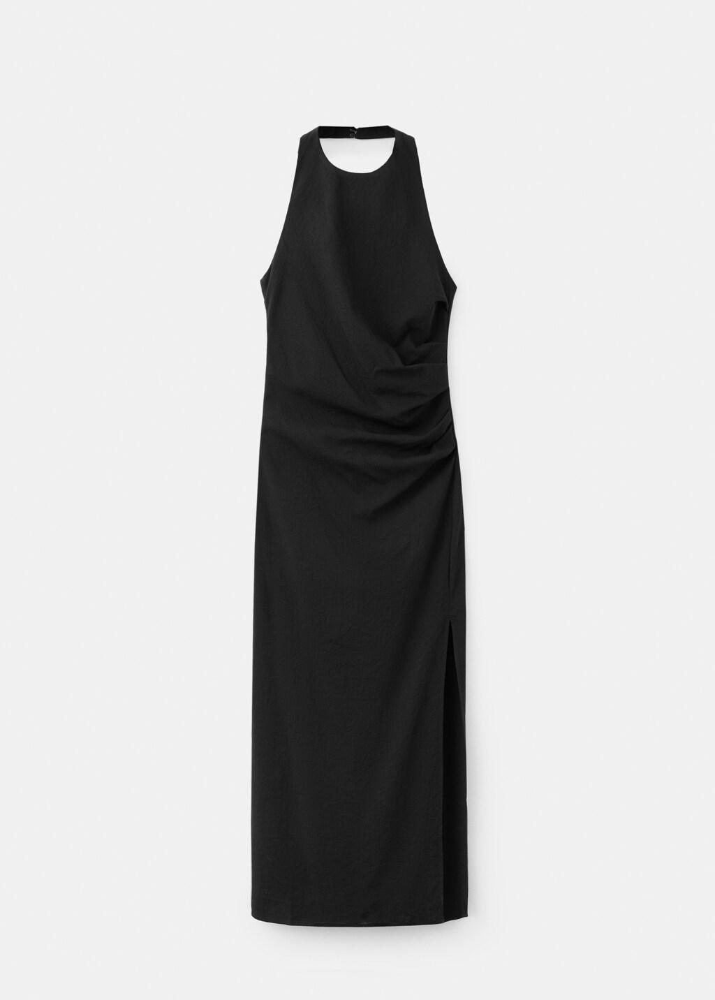 Black Draped Halter Dress, 0201_99, large image number 7