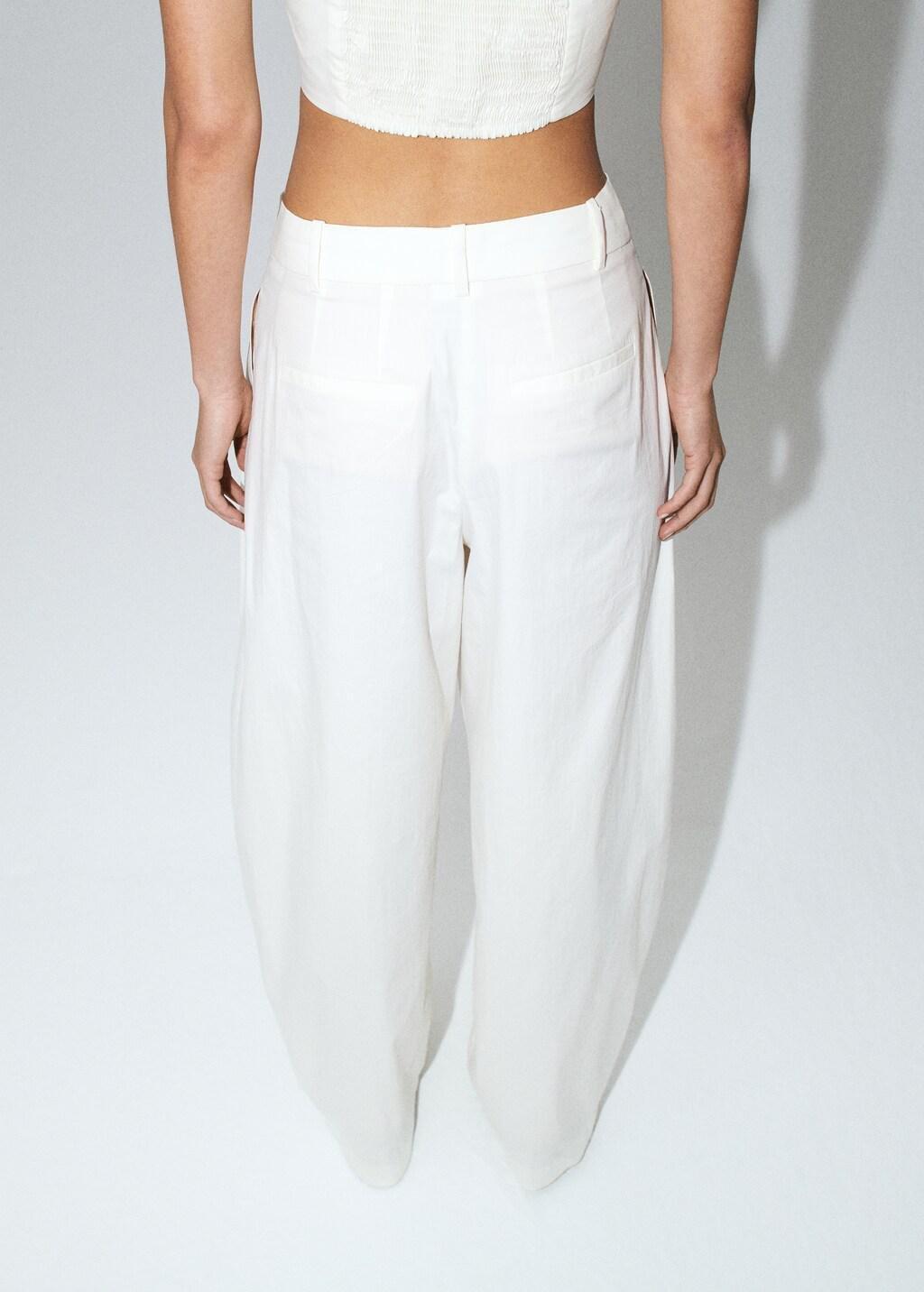 White Straight Mid-Rise Trousers, 0201_01, large image number 2