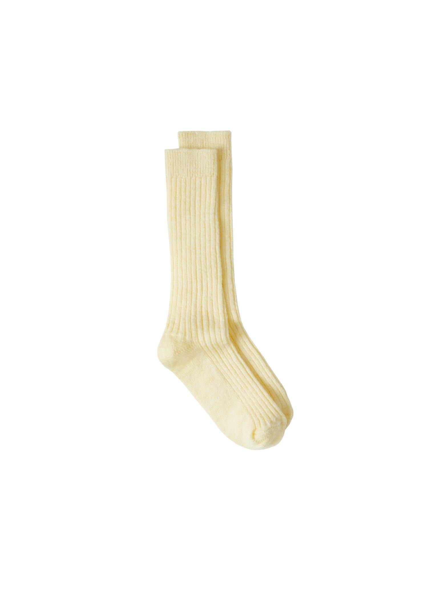 Bright Yellow Ribbed Woollen Socks, Women, , large image number 0