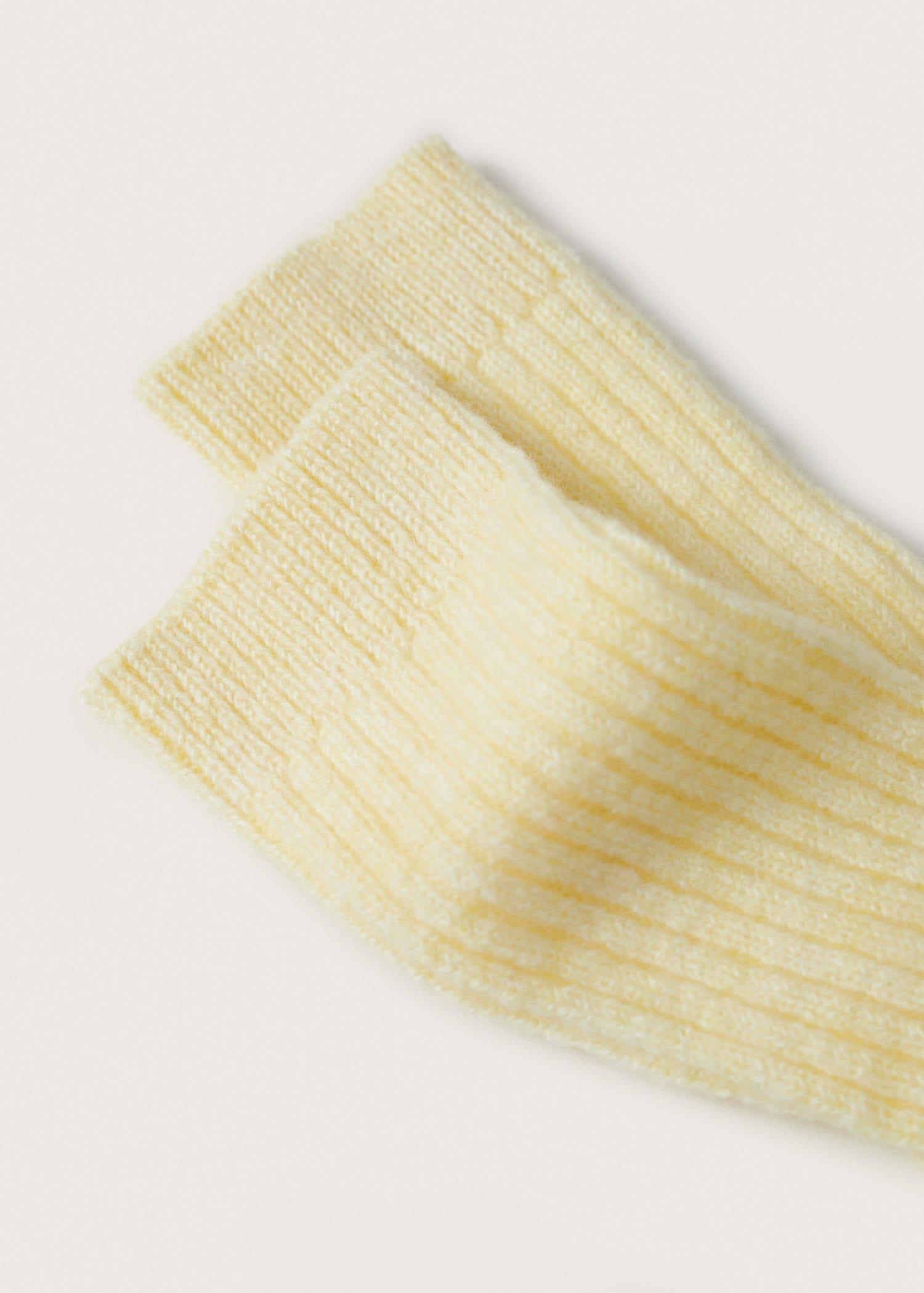 Bright Yellow Ribbed Woollen Socks, Women, , large image number 1