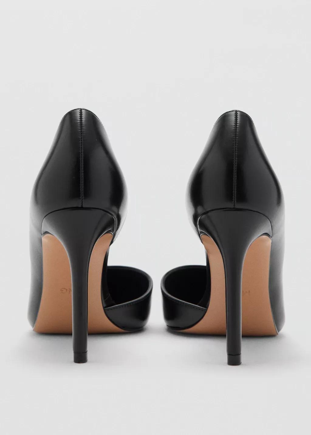 Black Asymmetrical Heeled Shoes, Black, medium