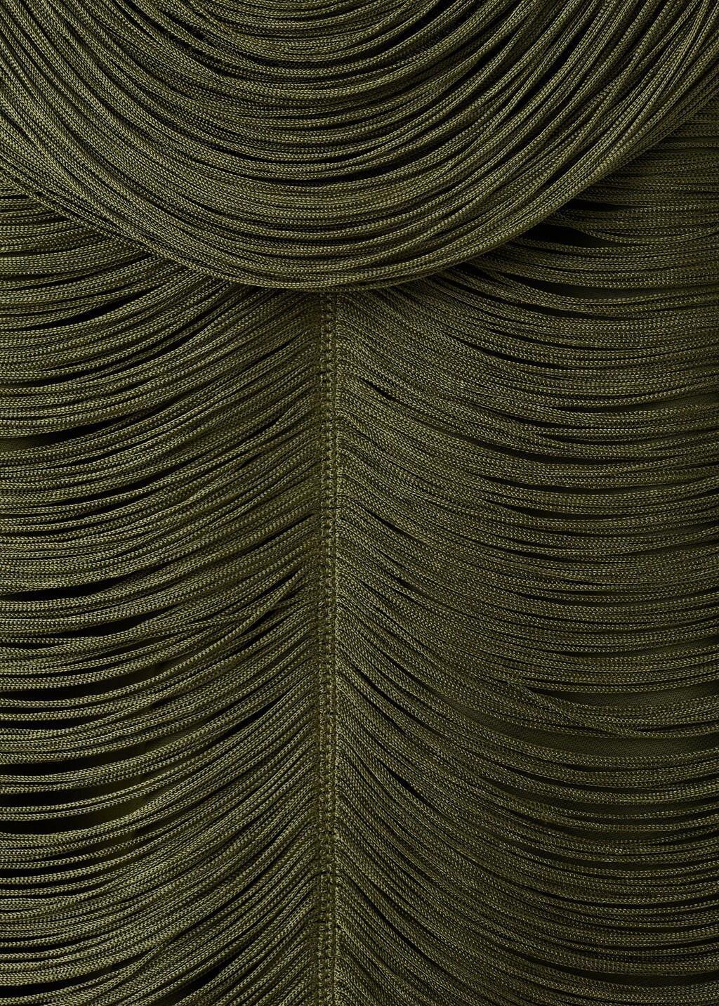 Khaki Fringed Dress With Low Back, Beige - Khaki, large image number 4