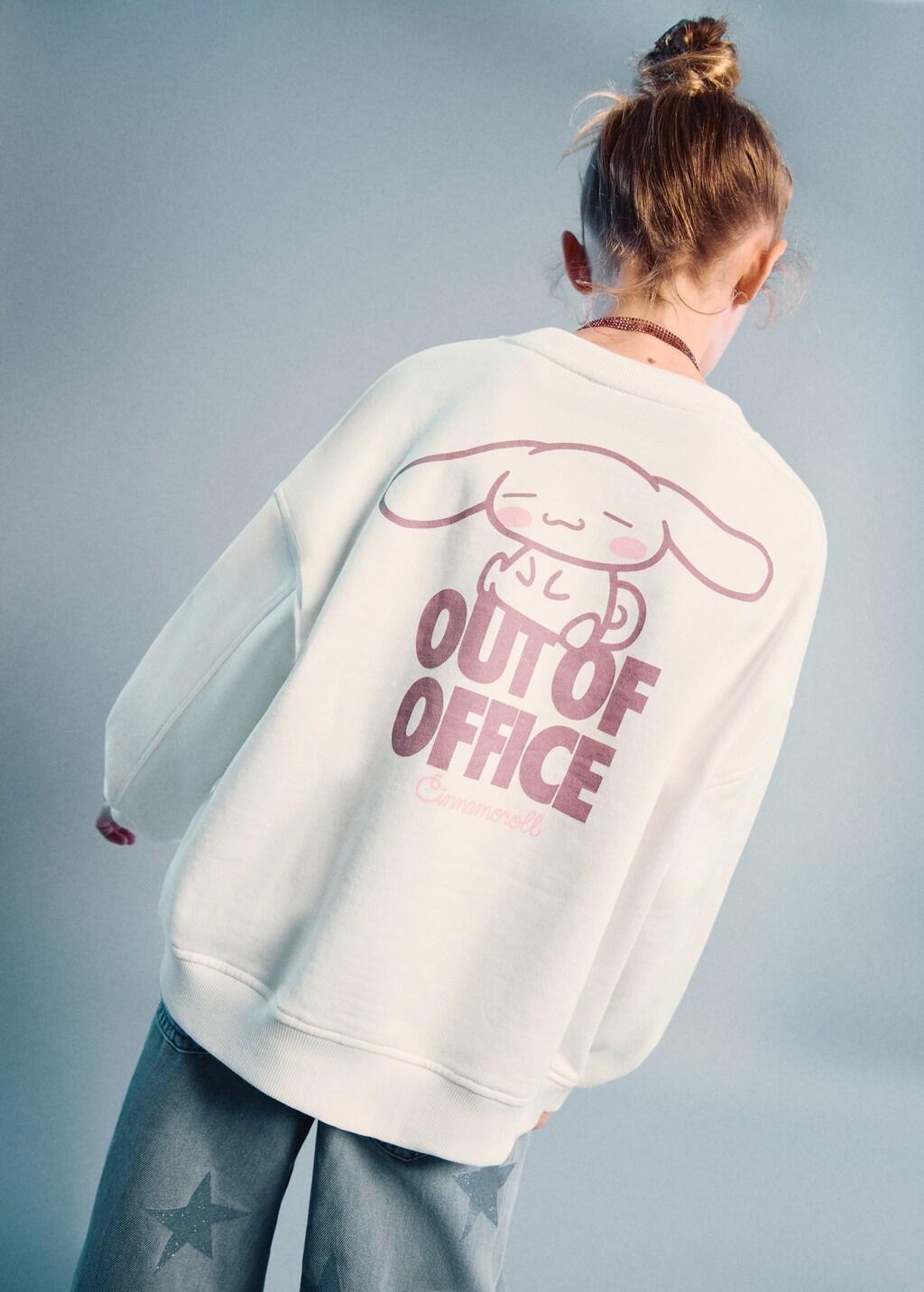 White Hello Kitty Sweatshirt, Kids Girls, Natural White, large image number 0