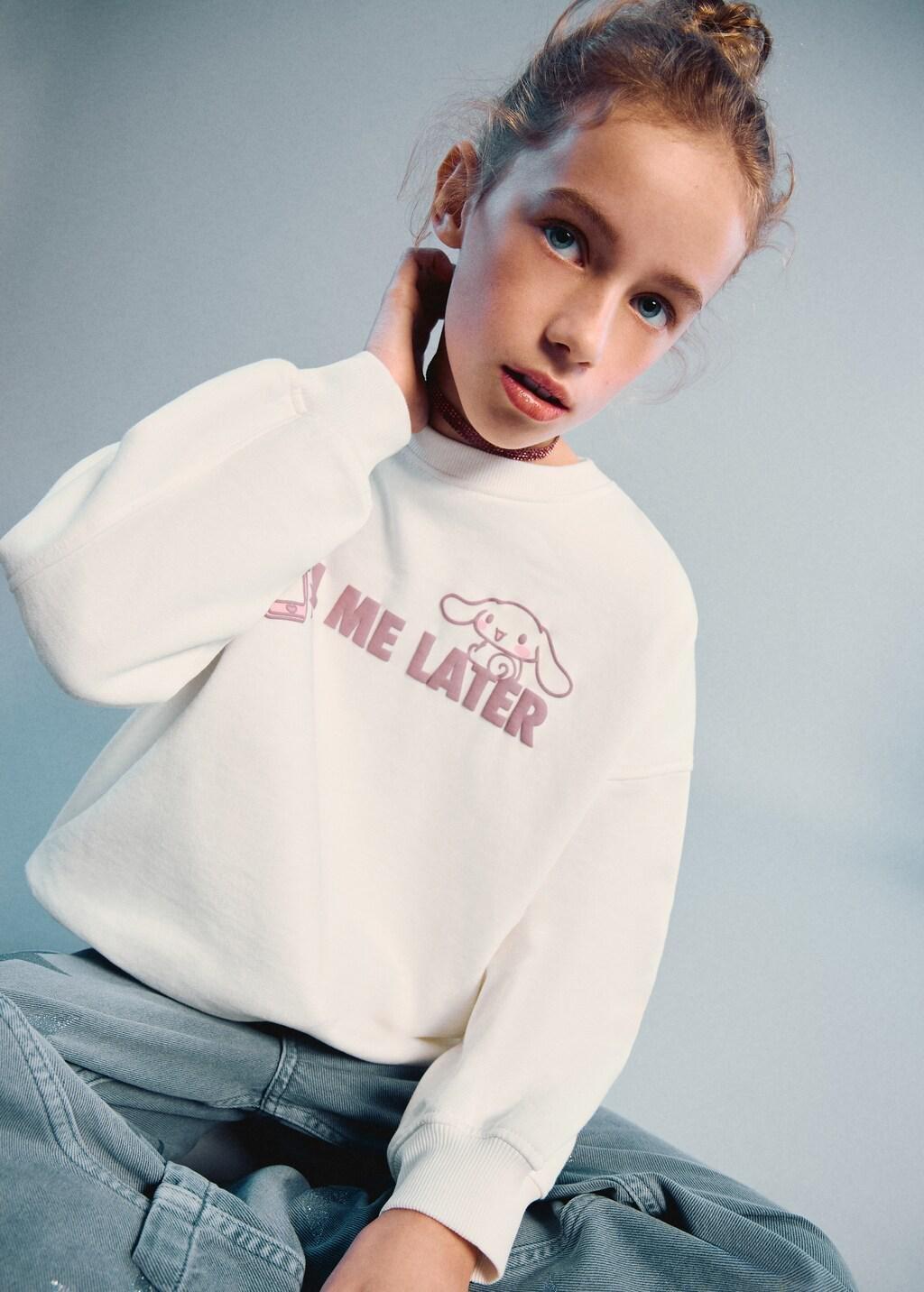 White Hello Kitty Sweatshirt, Kids Girls, Natural White, large image number 3