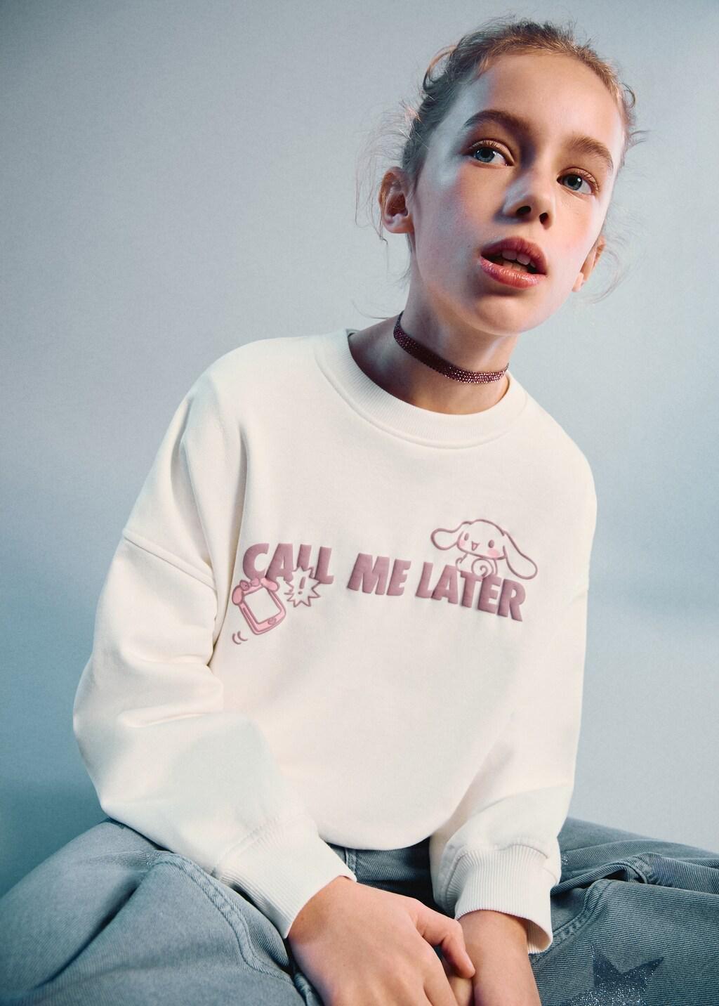 White Hello Kitty Sweatshirt, Kids Girls, Natural White, large image number 4