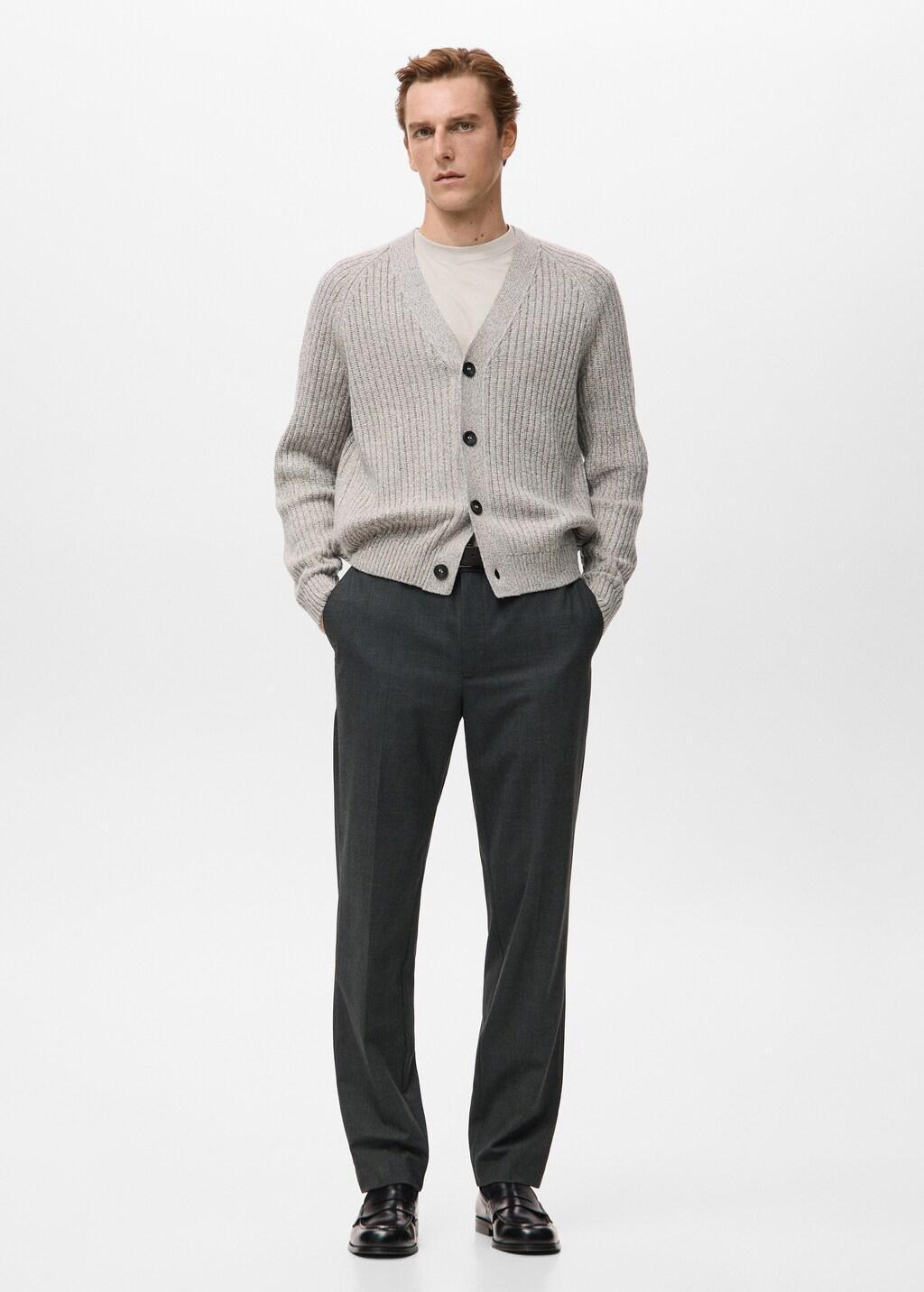 Grey Regular-Fit Pleated Trousers, Dark Grey, large image number 0