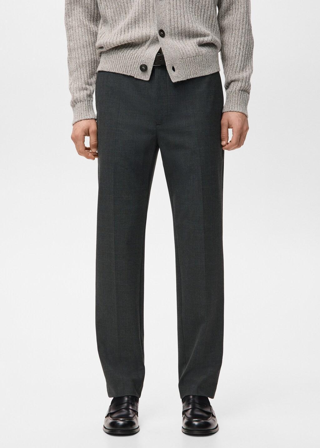 Grey Regular-Fit Pleated Trousers, Dark Grey, large image number 3