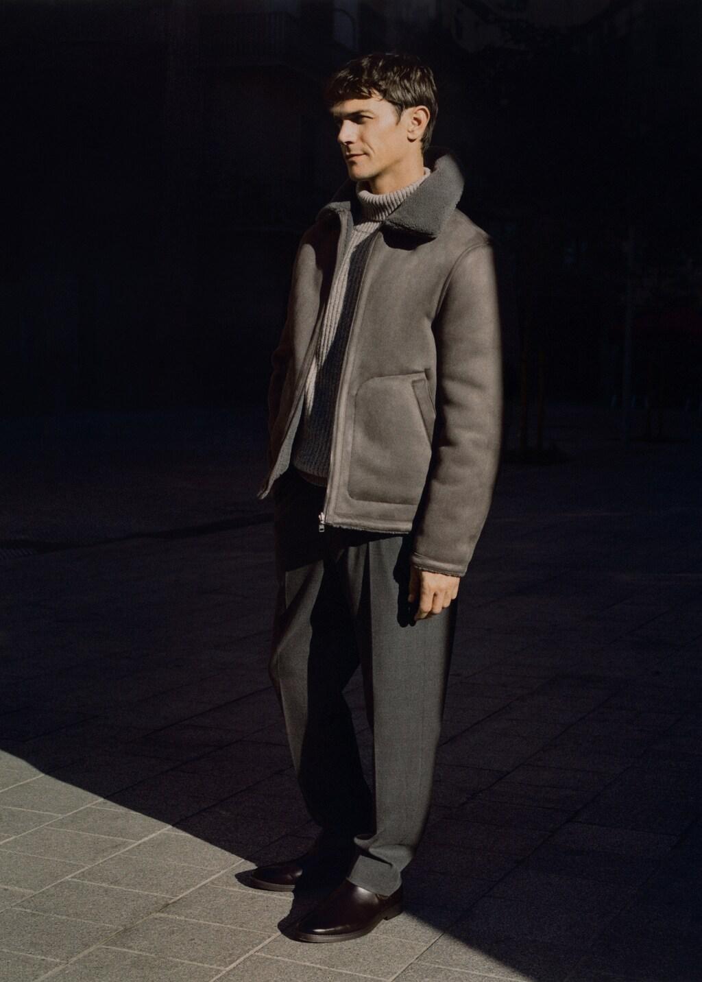 Grey Regular-Fit Pleated Trousers, Dark Grey, large image number 6