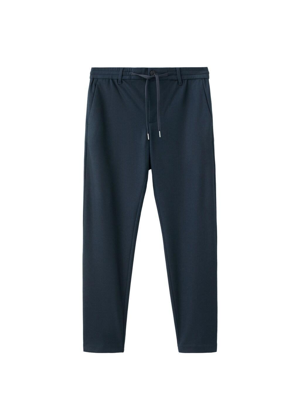 Blue Slim-Fit Flannel Trousers, Dark Blue, large image number 7