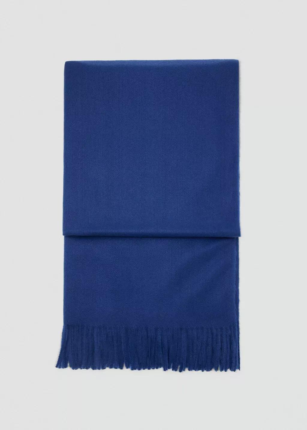 Blue Fringed Edge Scarf, Medium Blue, large image number 1