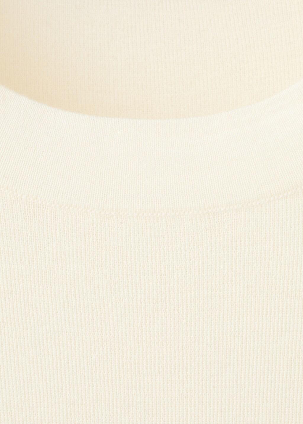 Beige Short-Sleeved Wool Sweater, Light Beige, large image number 1