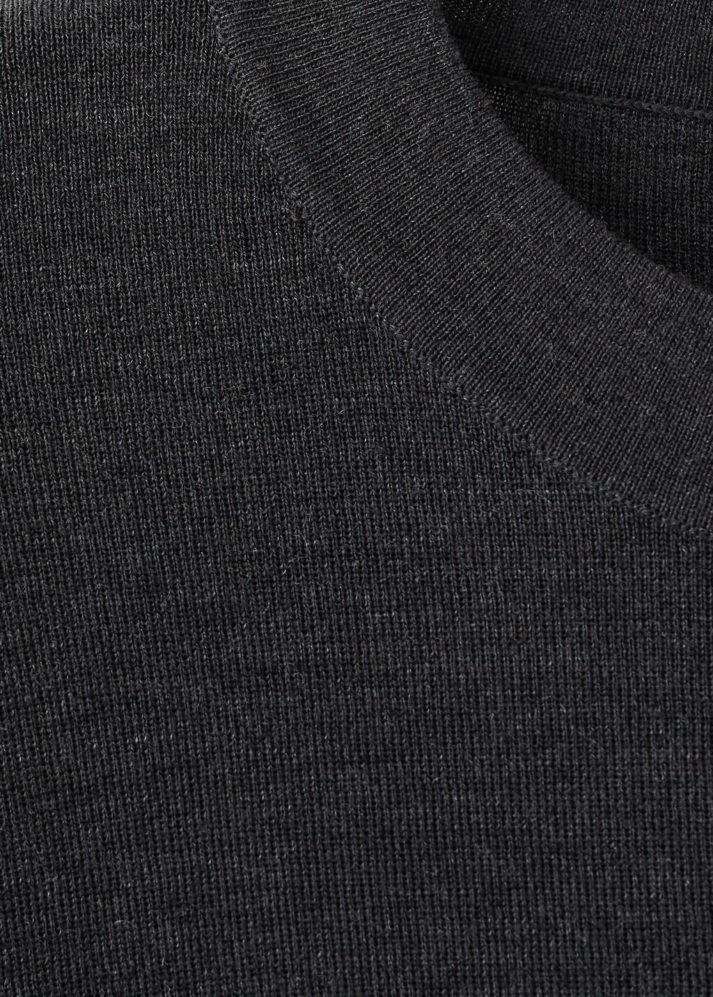 Grey Short-Sleeved Wool Sweater, Medium Grey, large image number 1