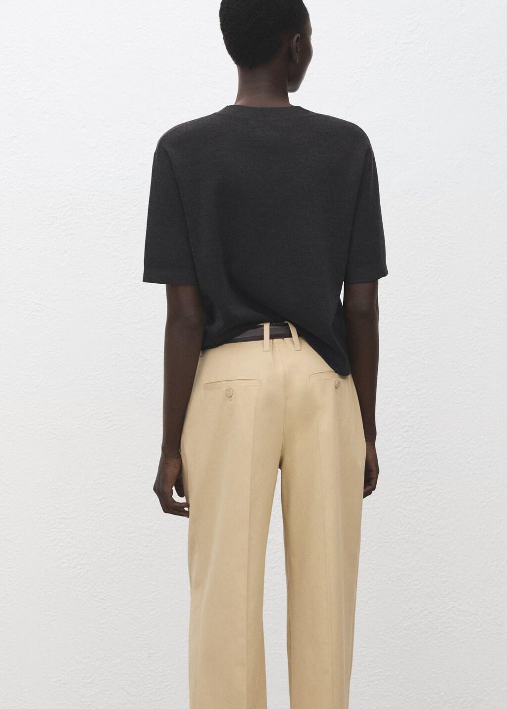 Grey Short-Sleeved Wool Sweater, Medium Grey, large image number 2