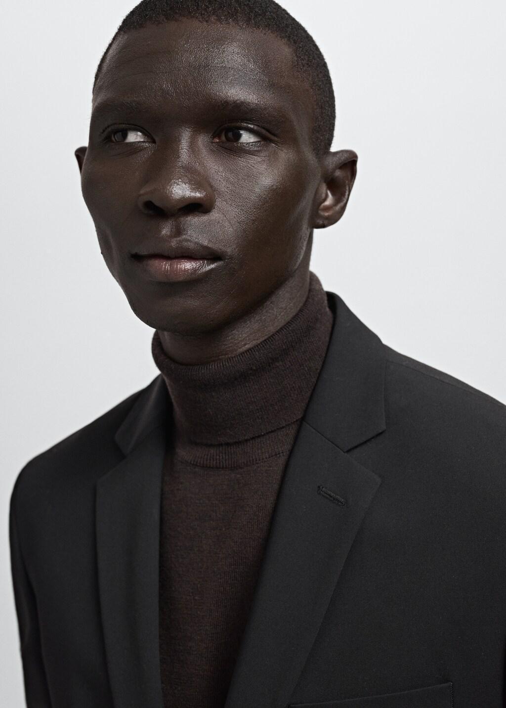 Black Super Slim-Fit Suit Jacket In Stretch Fabric, Black, large image number 4