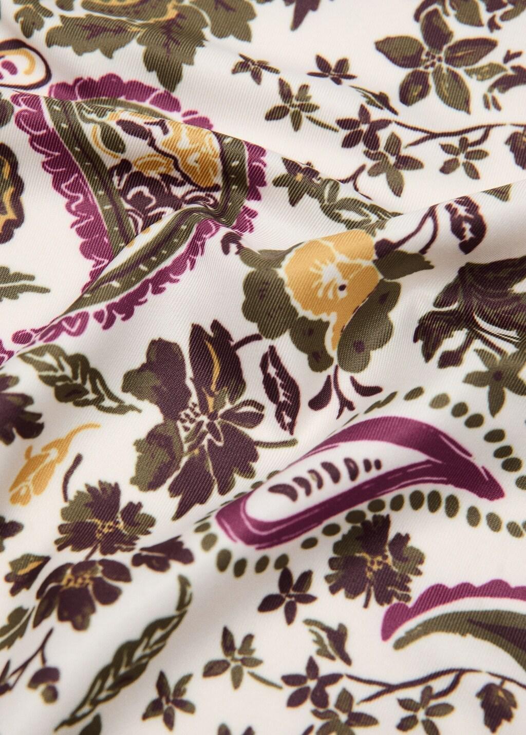 Khaki Paisley Satin Scarf, Beige - Khaki, large image number 0