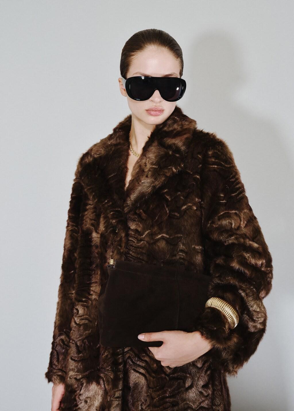 Brown Suede Handbag, Dark Brown, medium