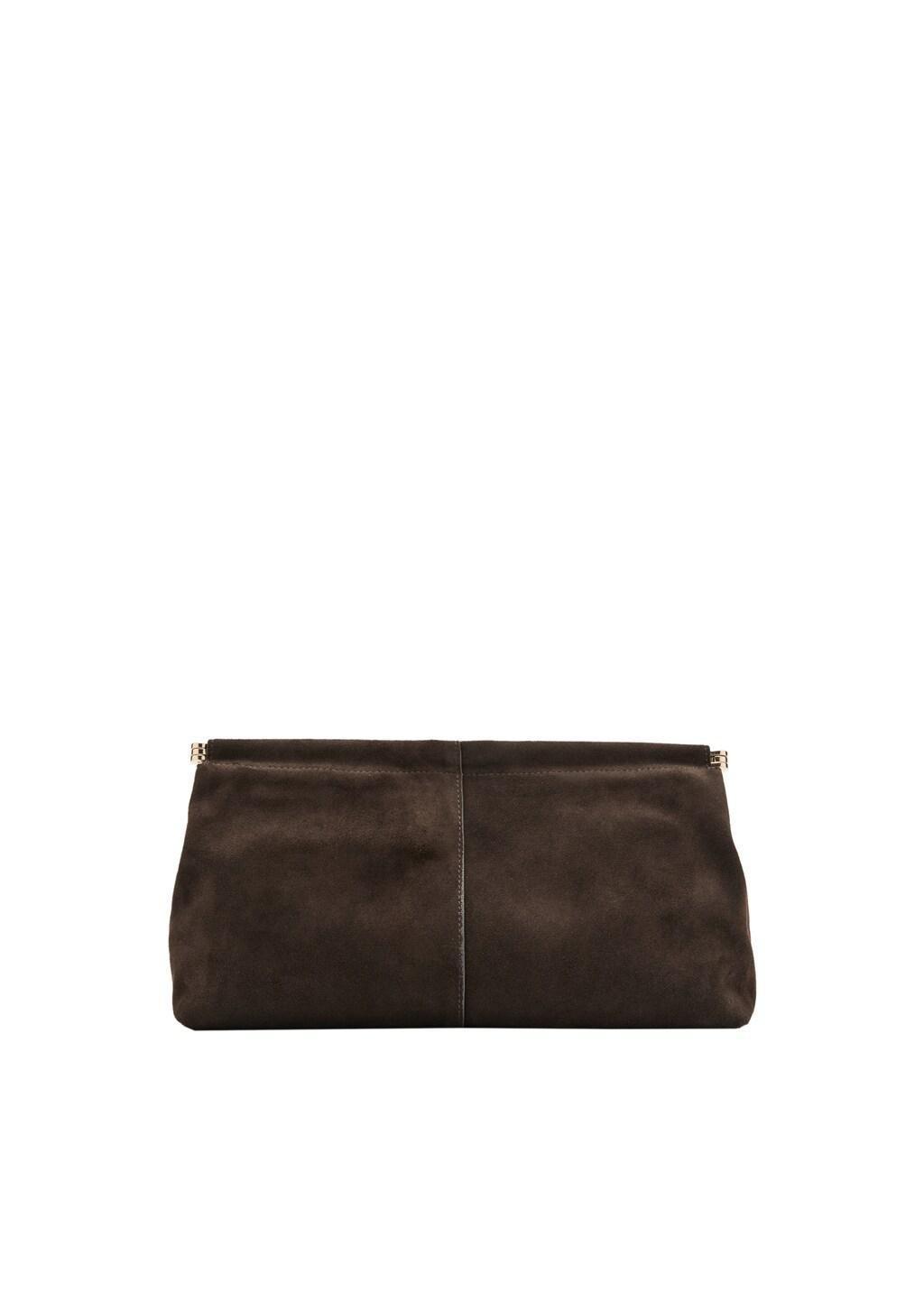 Brown Suede Handbag, Dark Brown, large image number 4