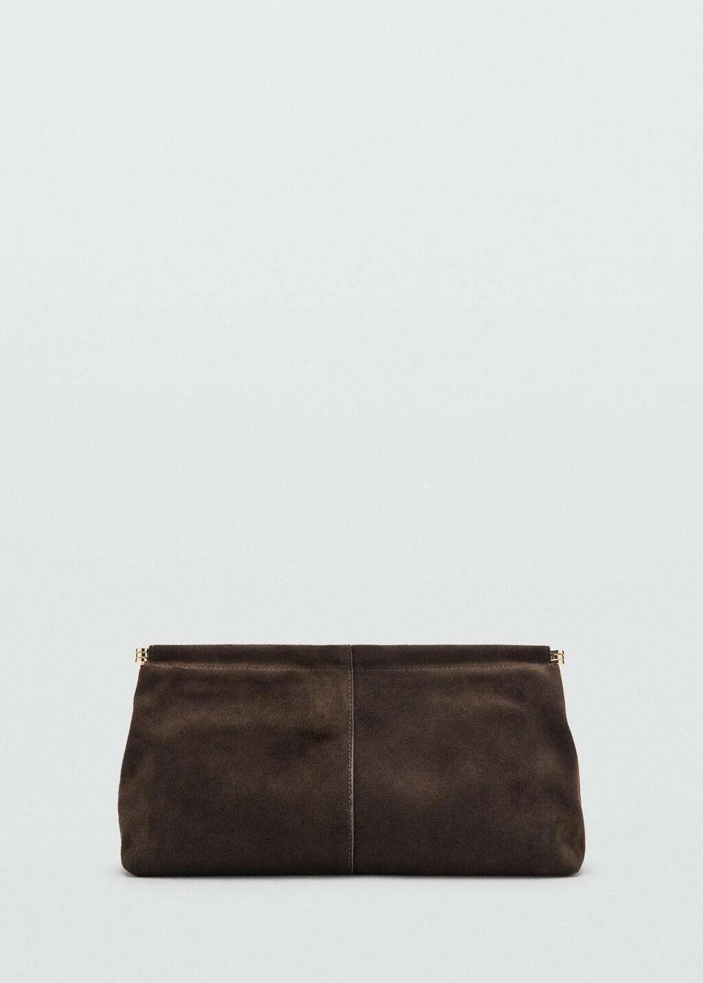 Brown Suede Handbag, Dark Brown, large image number 5