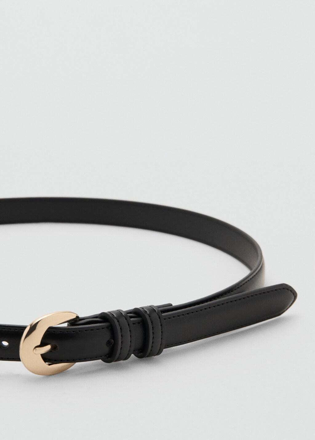 Black Buckle Skinny Belt, 0201_99, large image number 0
