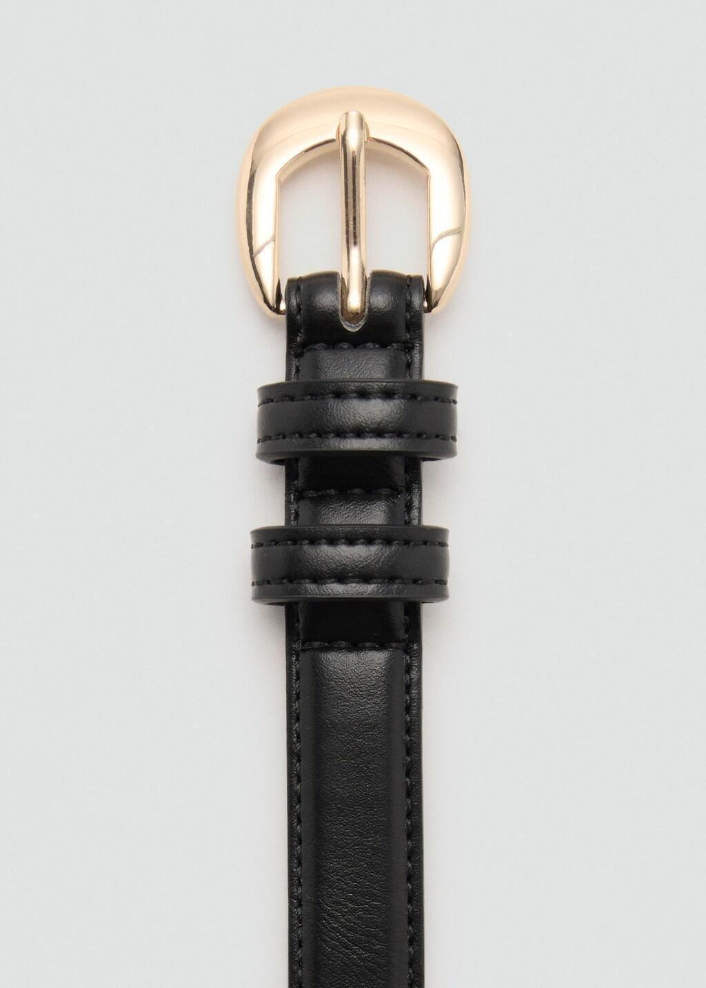 Black Buckle Skinny Belt, 0201_99, large image number 1