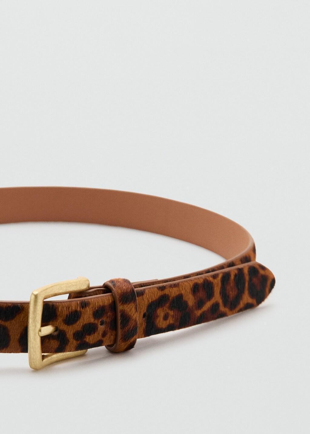 Brown Faux Leopard Fur Leather Belt, 0201_30, large image number 0