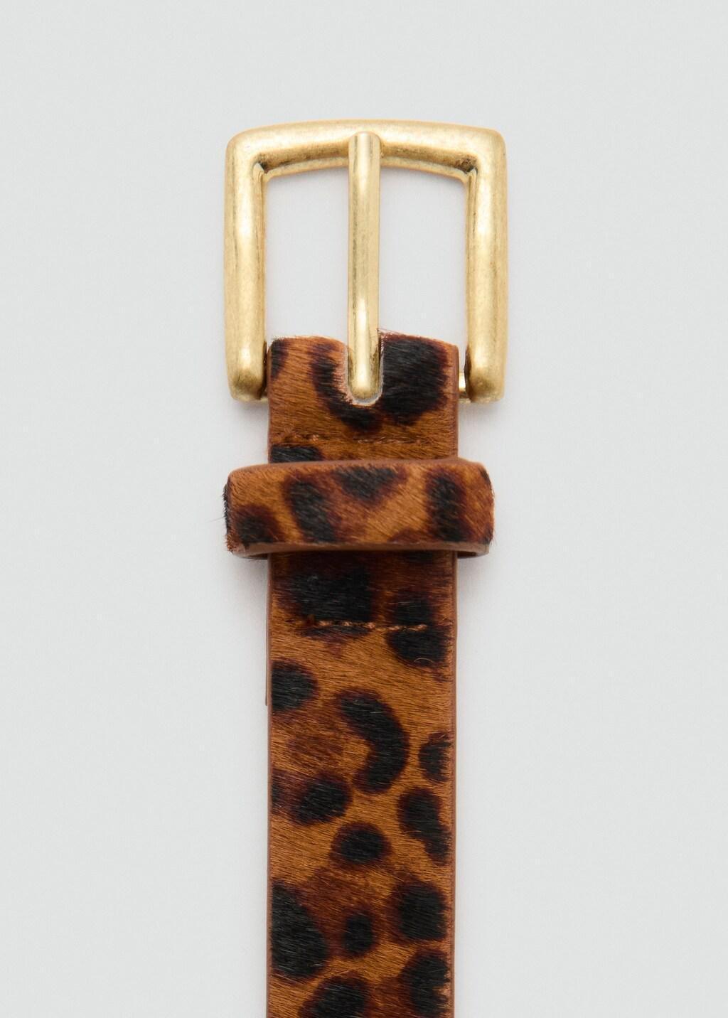 Brown Faux Leopard Fur Leather Belt, 0201_30, medium