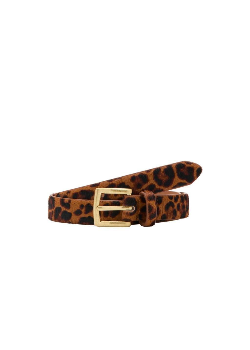 Brown Faux Leopard Fur Leather Belt, 0201_30, large image number 2