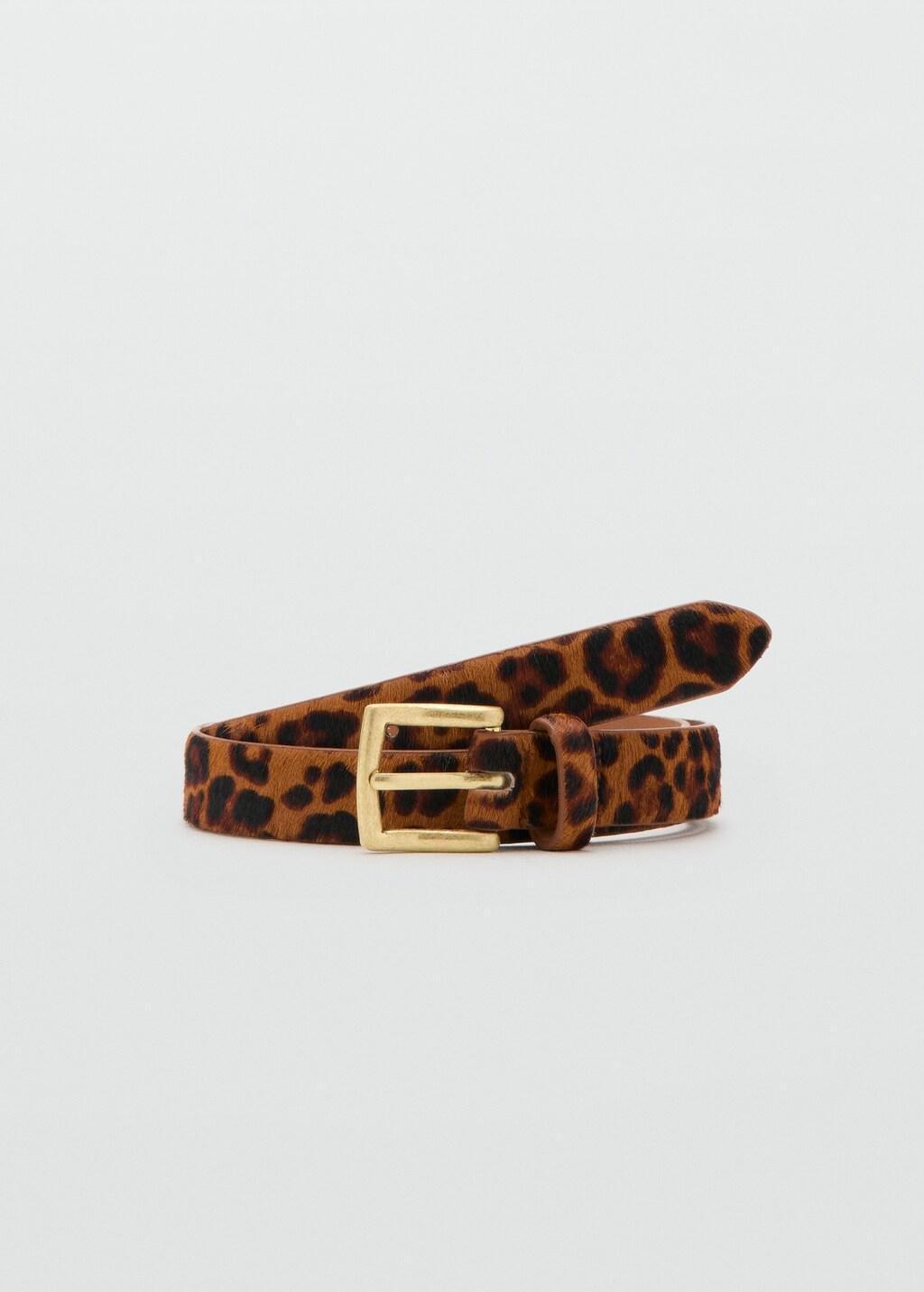 Brown Faux Leopard Fur Leather Belt, 0201_30, large image number 3