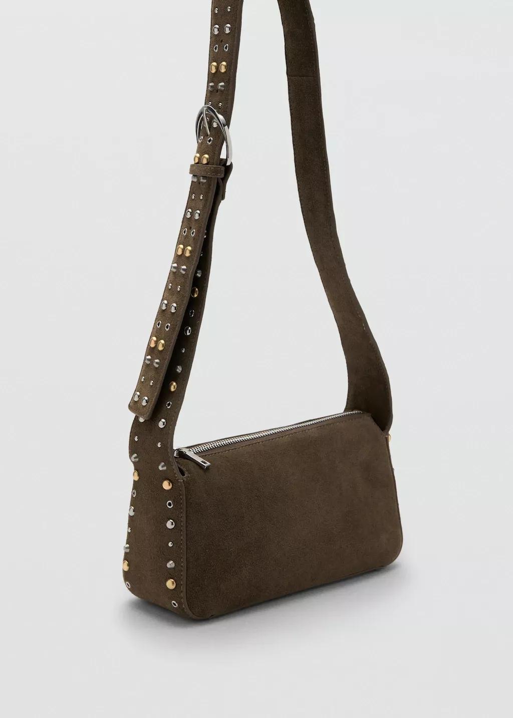 Khkai Suede Crossbody Bag With Studs, Beige - Khaki, large image number 0