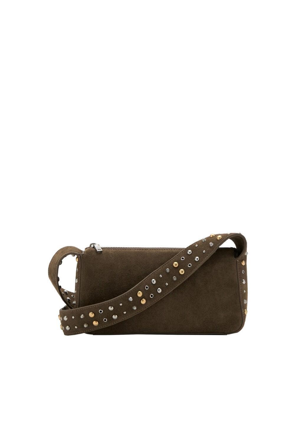 Khkai Suede Crossbody Bag With Studs, Beige - Khaki, large image number 3