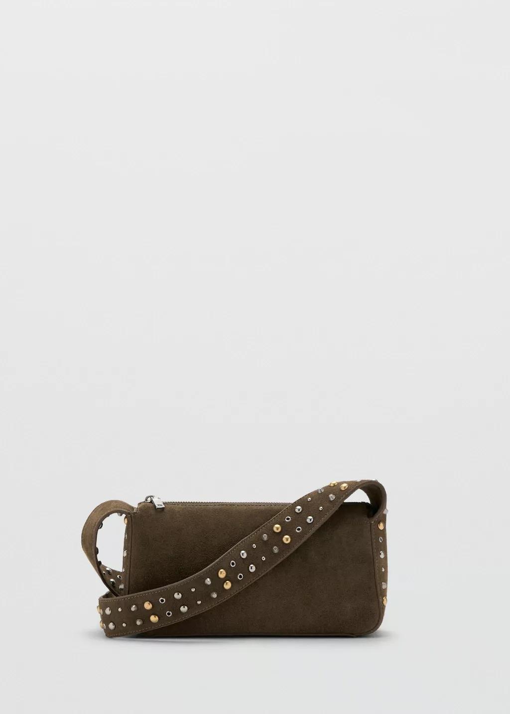 Khkai Suede Crossbody Bag With Studs, Beige - Khaki, large image number 4