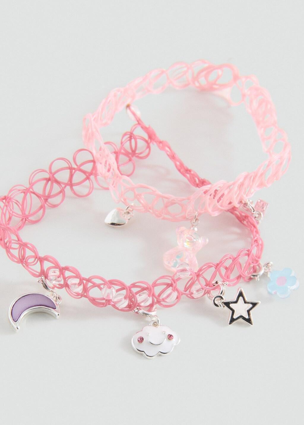 Pink Chokers ,Set Of 2, Kids Girls, Pink, large image number 0