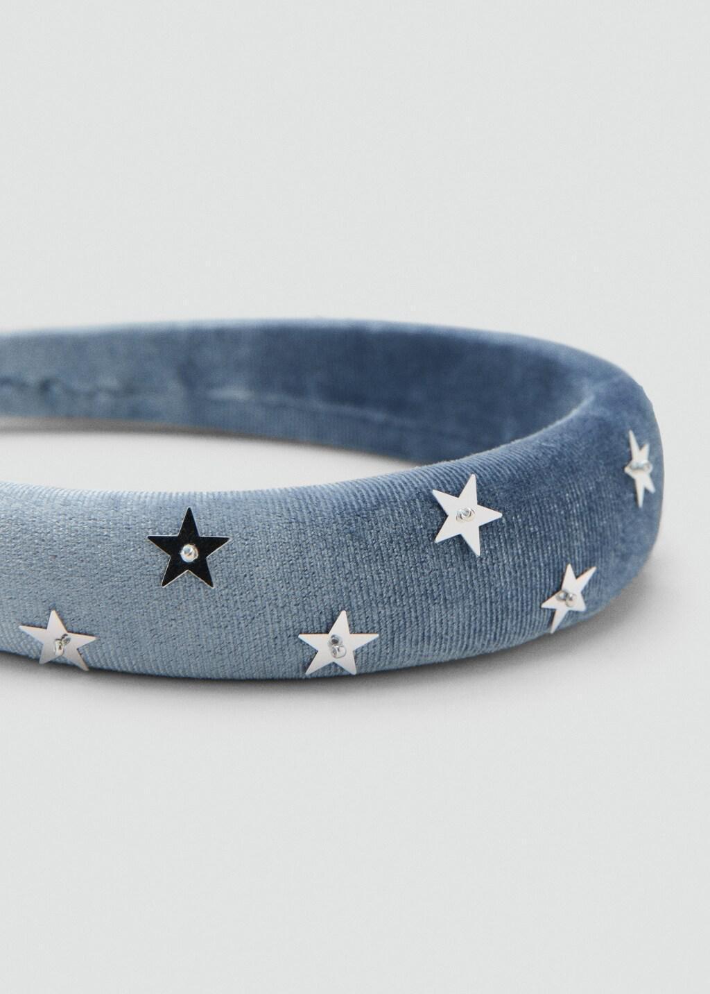 Blue Velvet Star Headband, Kids Girls, Light-Pastel Blue, large image number 1