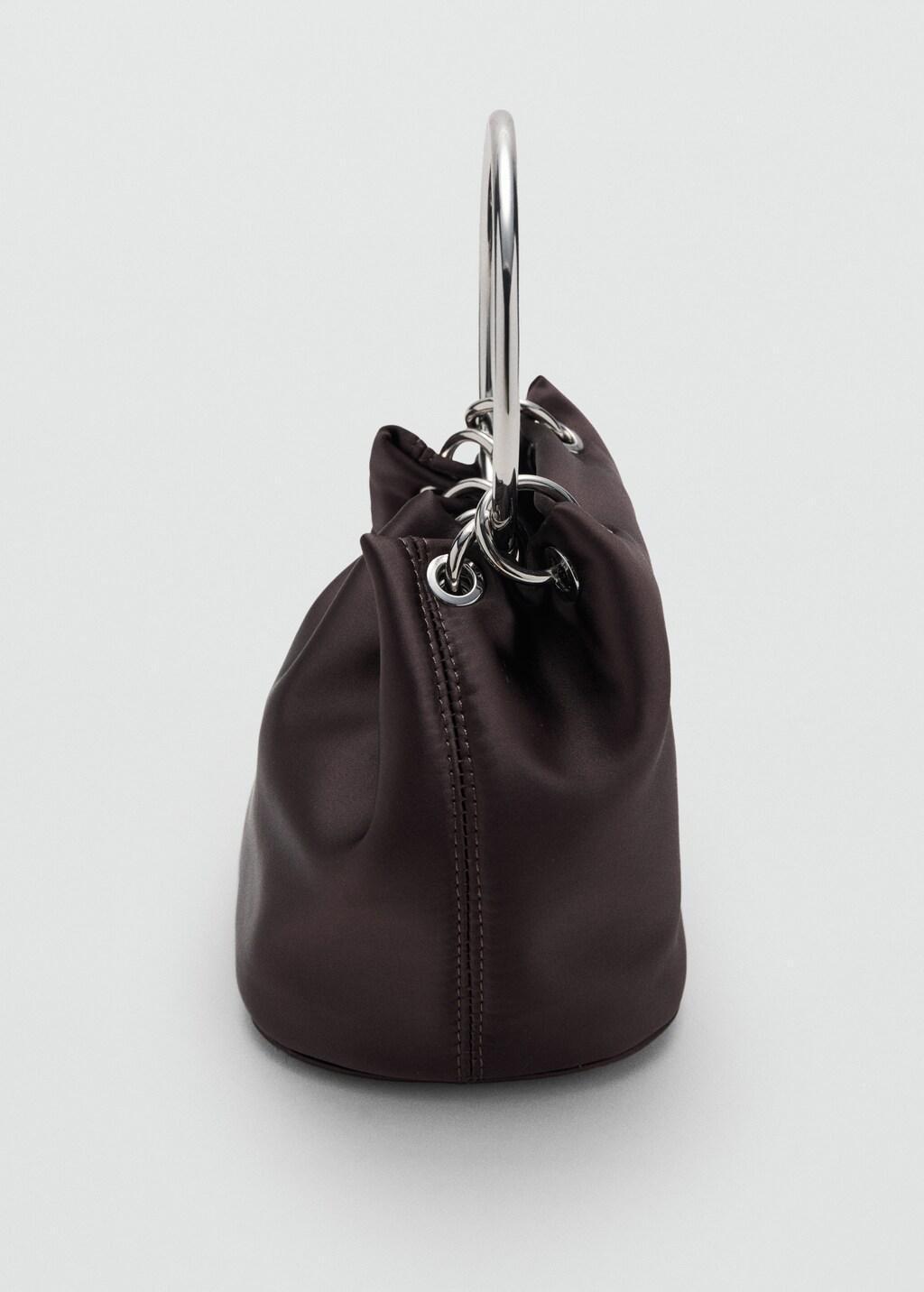 Brown Handbag With Metal Handle, Dark Brown, large image number 2