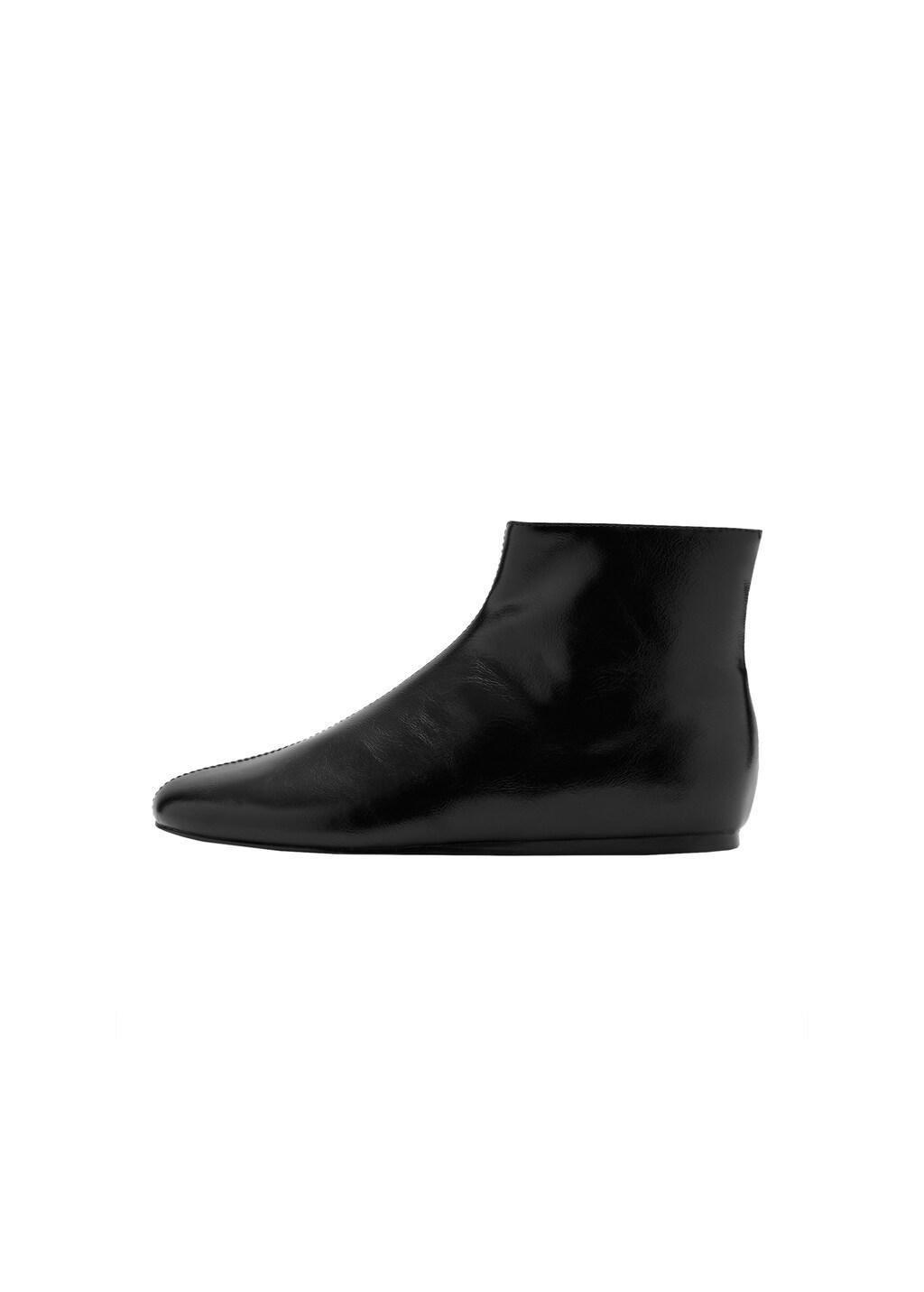 Black Flat Ankle Boots With Zip, Black, large image number 2