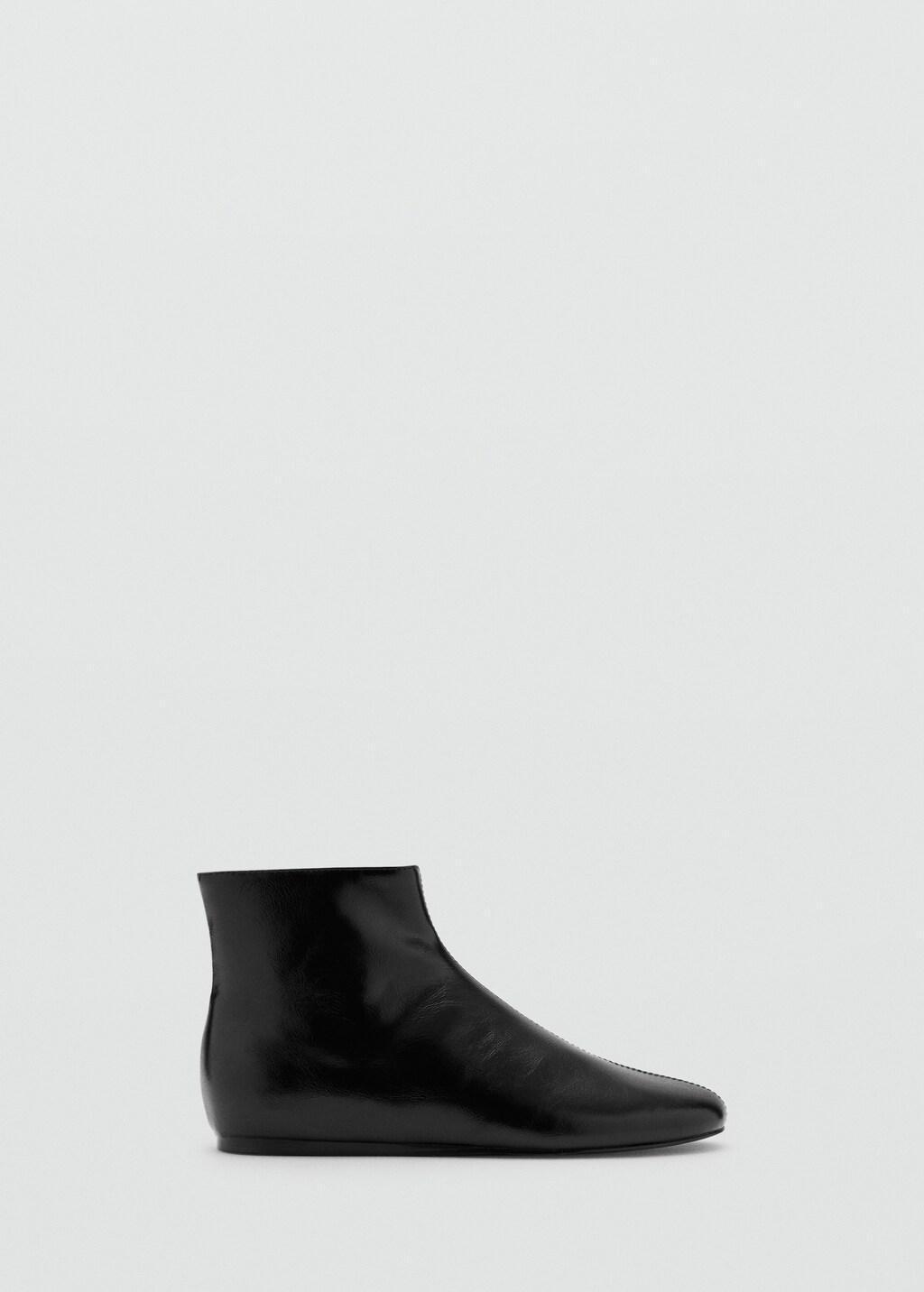 Black Flat Ankle Boots With Zip, Black, large image number 3