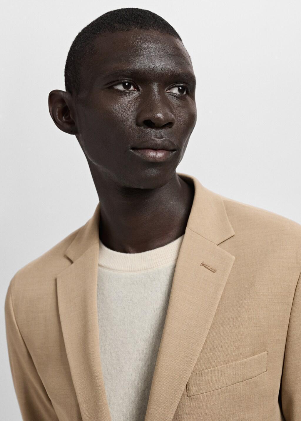 Beige Super Slim-Fit Suit Jacket In Stretch Fabric, Light Beige, large image number 4