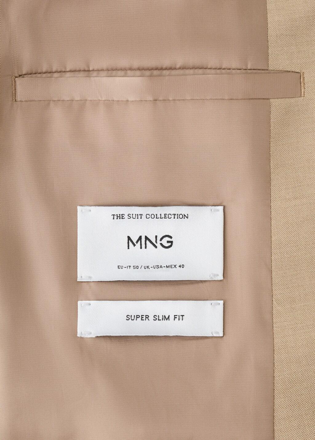 Beige Super Slim-Fit Suit Jacket In Stretch Fabric, Light Beige, large image number 5